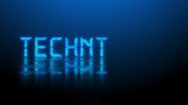 Yapılandırılmış bir yüzey üzerindeki yansıma efektleri - bulanık mavi harfli TECHNOLOGY aydınlatılmış arkaplan üzerindeki rastgele harfleri canlandırdı - hareket et ve kaldır