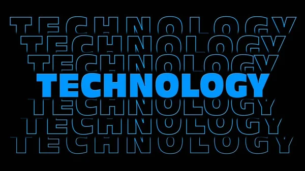 TECHNOLOGY - blue lettering with repeating effect on black background - 3D Illustration