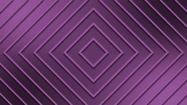 Kare grafik elementlerinin soyut tünel hareketi - mor renkli şekil ve arkaplan çizgileri - sonsuz döngü