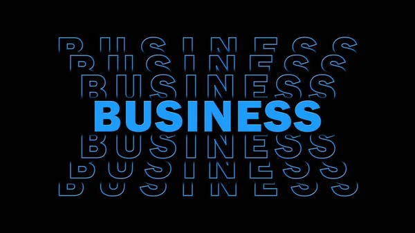 BUSINESS - blue lettering with repeating effect on black background - 3D Illustration