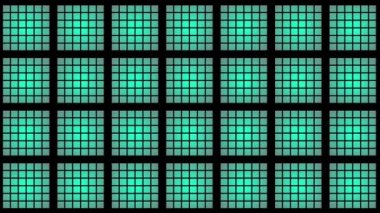 Turkuaz ızgara deseninde soyut canlandırılmış arkaplan - dikey hareketteki ışık çubuğuyla parlama - sonsuz döngü