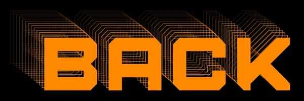 BACK - orange lettering as abstract label with repeating effect on black background - 3D Illustration