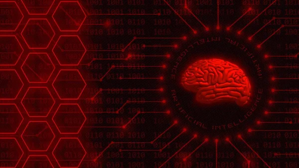 Символический Человеческий Мозг Фоне Искусственного Интеллекта Красной Надписью Значный Двоичный — стоковое фото