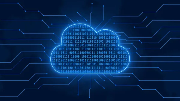 Concepto Computación Nube Digital Azul Código Binario Nube Datos Entre —  Fotos de Stock
