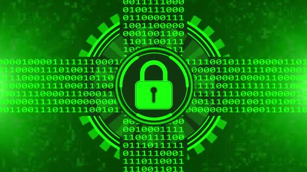Concepto Tecnología Segura Candado Movimiento Hud Código Binario Variable Elementos — Vídeo de stock
