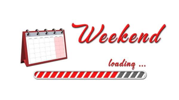 Weekend Loading Greeting Card Set Calendar Red Lettering Loading Bar — Stock Photo, Image