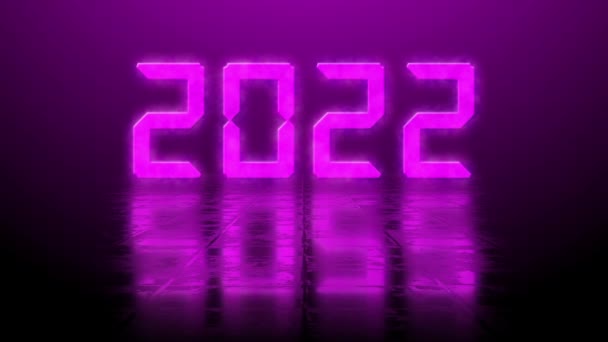 Mudança Ano 2022 Dígitos Ano Rosa Borrados Com Efeitos Reflexão — Vídeo de Stock