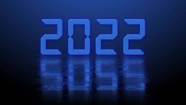 Year Change 2022 Blurred Blue Year Digits Reflection Effects Structured — Stock Video