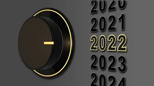 2022 Novoroční Změna Rotační Spínací Body Stupnici Číslicemi Roku 2022 — Stock fotografie