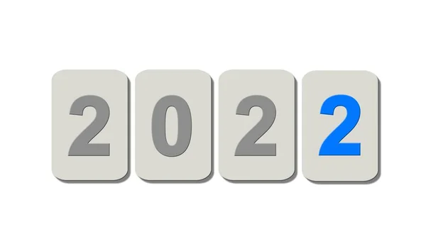 Nieuwjaar 2022 Jaar Verandering Cijfers Enkele Platen Geïsoleerd Witte Achtergrond — Stockfoto