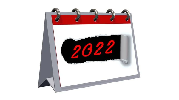 Yıl 2022 Masa Takviminde Gösterilen Yırtık Sayfa Içinde Beyaz Arka — Stok fotoğraf