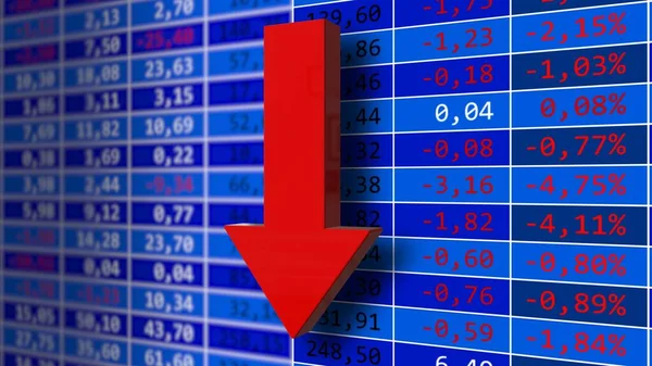 Börsenkurse Hintergrund Börsendiagramme Und Marktindikatoren Der Ansicht Finanzdaten Roter Pfeil — Stockfoto