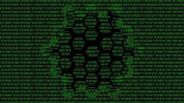 Data leak symbolic on destroyed green binary code background - internet security and data protection concept - 3D illustration