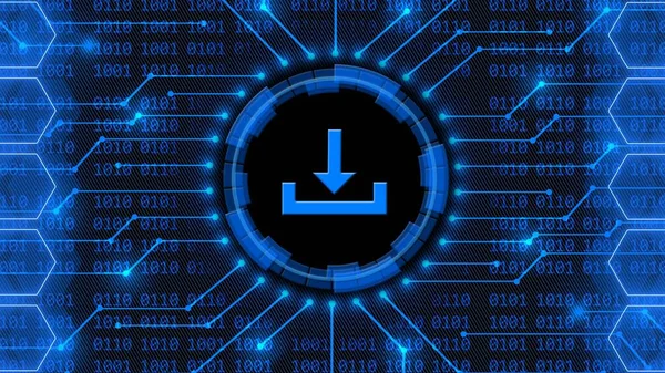 Símbolo Download Fundo Abstrato Código Binário Dígitos Por Trás Informações — Fotografia de Stock