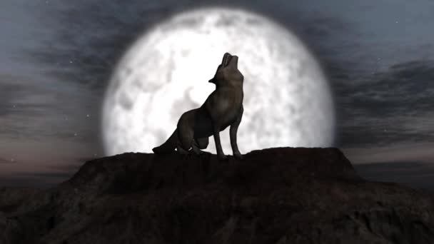 Wolfsgeheul bei Vollmond - einzelne Elemente auf grünem Bildschirm — Stockvideo