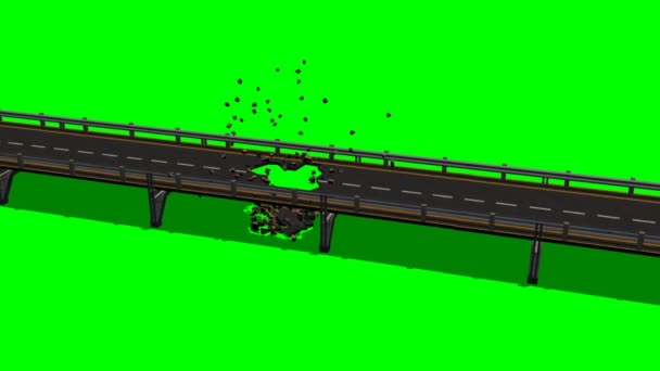 Bridge vägbanan förstörelse — Stockvideo