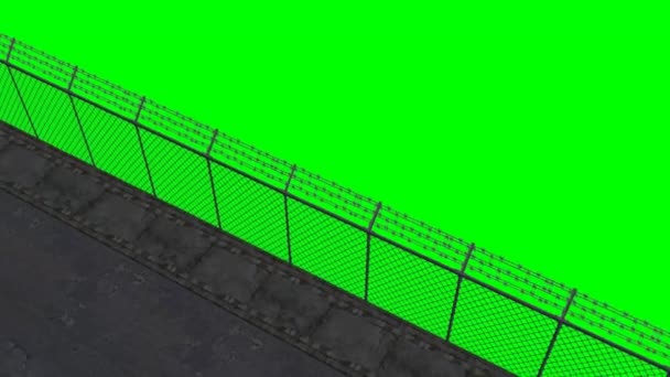 Ride along the security fence - green screen — Stock Video