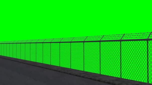 Fahrt entlang des Sicherheitszaunes - Green Screen — Stockvideo