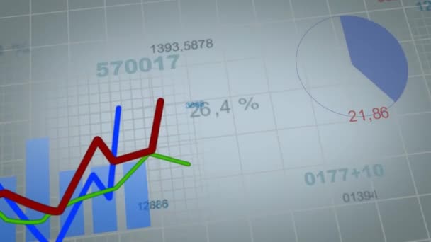 Groeiende grafieken animatie naast zwarte Bg — Stockvideo