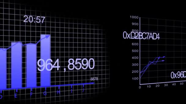 Dateiname: Growing charts animation on black BG -blue — Stock Video