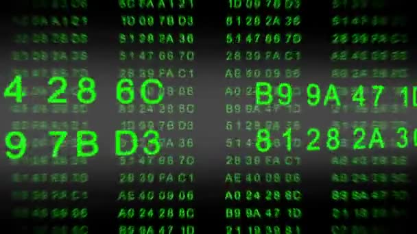 Código hexadecimal - Flujo de datos - verde — Vídeo de stock