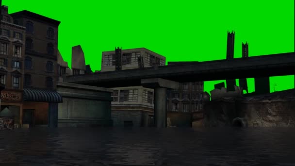 在洪水的黑暗城市 — 图库视频影像