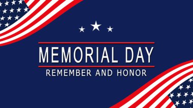 Anma Günü - Amerika Tatili - Savaşta bayrak ve mavi arka planda metin taşıyan herkesi onurlandırmak - 3D Görüntü