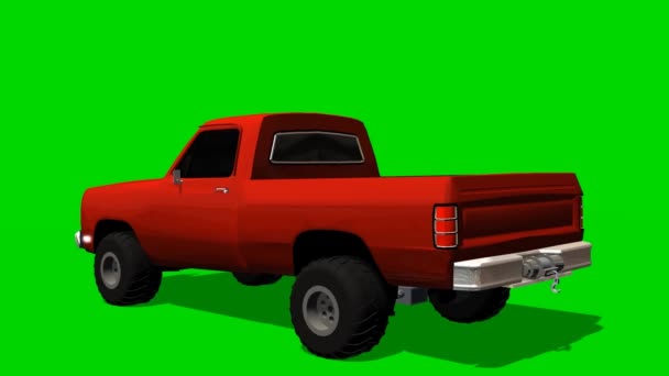 PickUp Truck Car driving animation - green screen — Stock Video