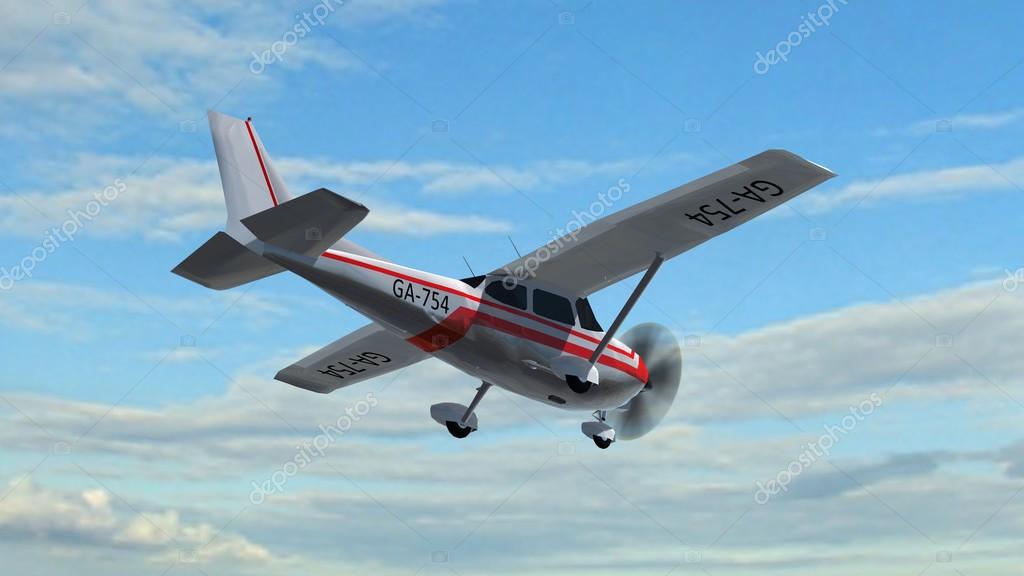 Most popular single propeller light aircraft in fly — Stock Photo