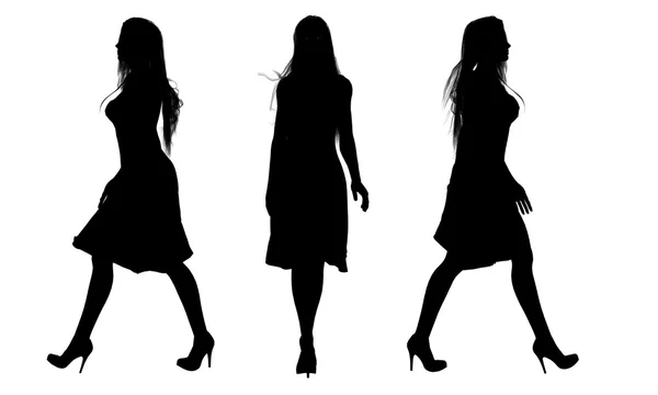 Silhouette Slim Tall Women Front View Vector Silhouette