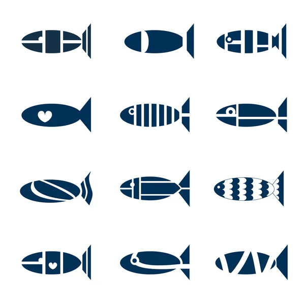 Conjunto de iconos de pescado . Gráficos Vectoriales