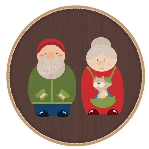 Bir köpek ile yaşlı çift.