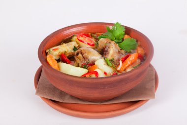 national food roast with potatoes and chicken, turkey, bird,