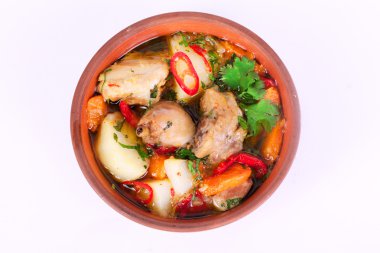 national food roast with potatoes and chicken, turkey, bird,