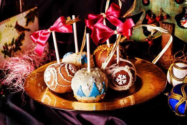 Apples on a stick in the new year — Stock Photo, Image