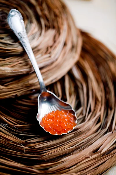 Spoon with red caviar — Stock Photo, Image
