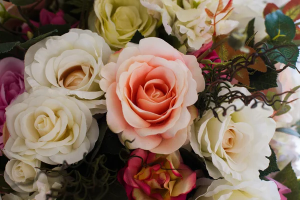 Artificial rose close-up Pink White — Stock Photo, Image