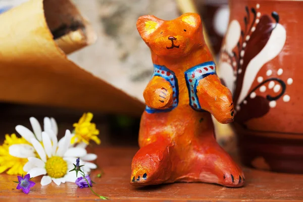 Clay ceramic toy bear still life beautiful cute kids — Stock Photo, Image