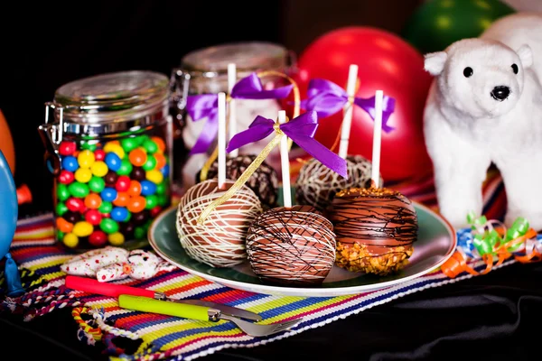 Apples on a stick in the new year — Stock Photo, Image