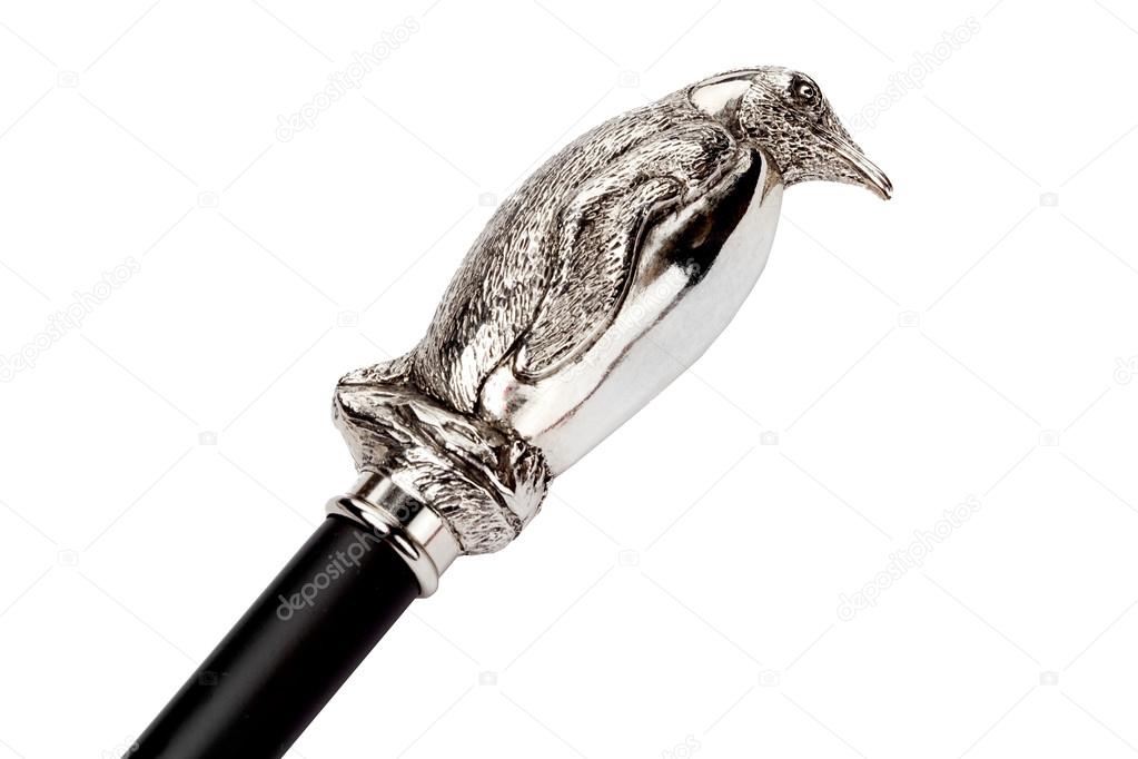 Cane handle in the form of a penguin