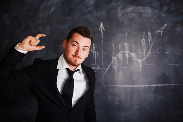 Business man showing to the size — Stock Photo, Image