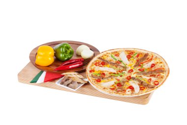 chili, sığır eti, tavuk, ızgara ile İtalyan pizza,