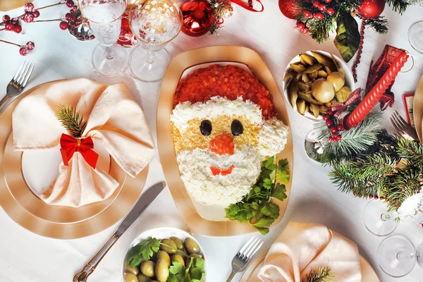 Christmas Santa Claus face salad — Stock Photo, Image