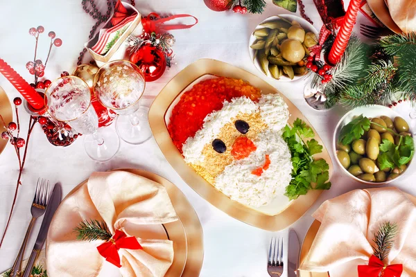 Christmas Santa Claus face salad — Stock Photo, Image