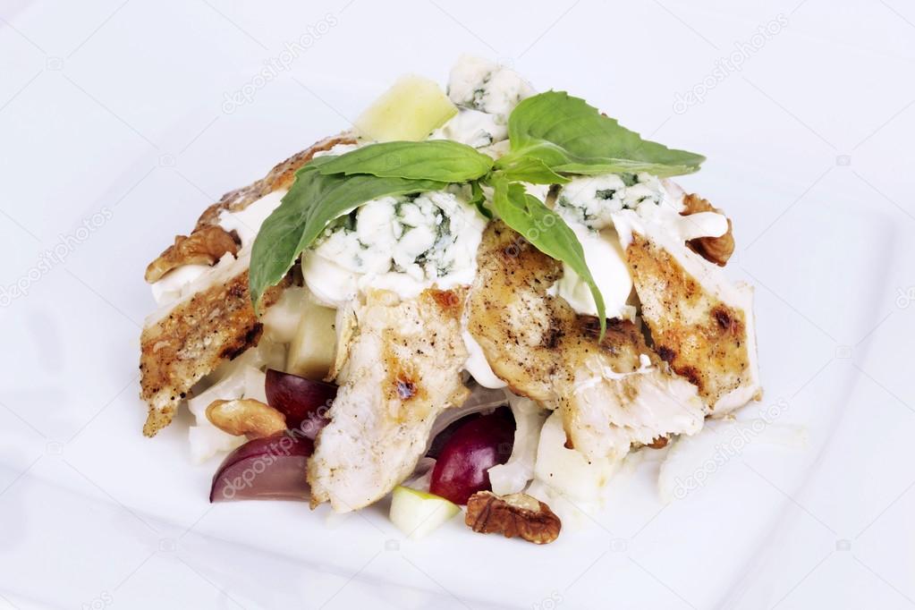chicken salad with cheese and grapes