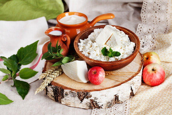 rustic dairy products still life
