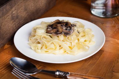 Mantar closeup ile İtalyan spagetti