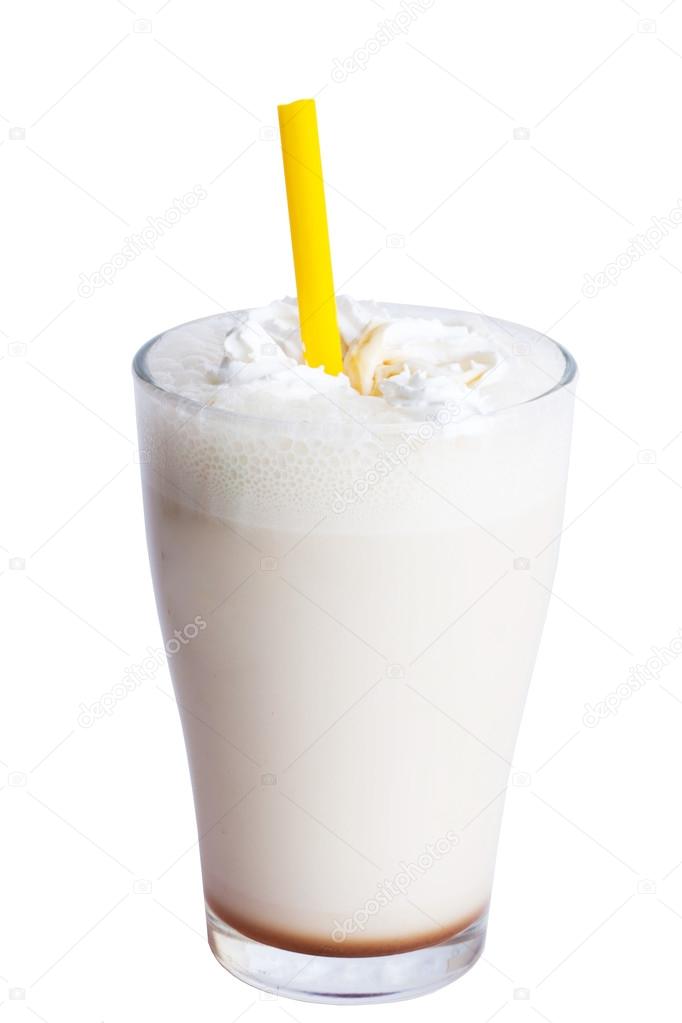 white milkshake with straw