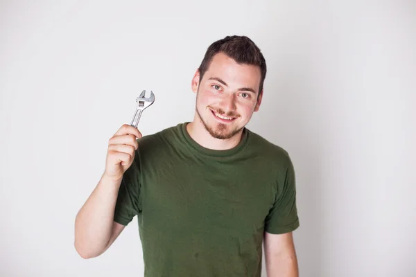 Man with wrench — Stock Photo, Image