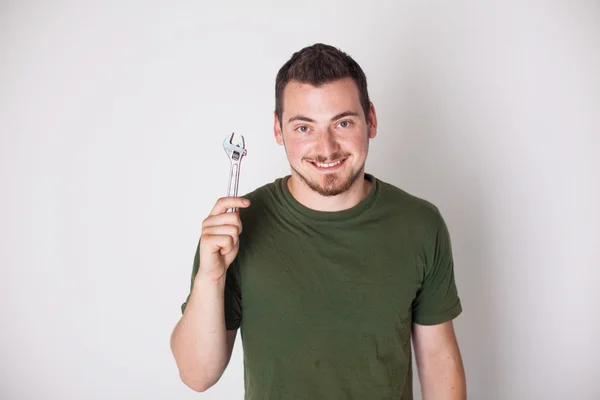 Man with wrench — Stock Photo, Image